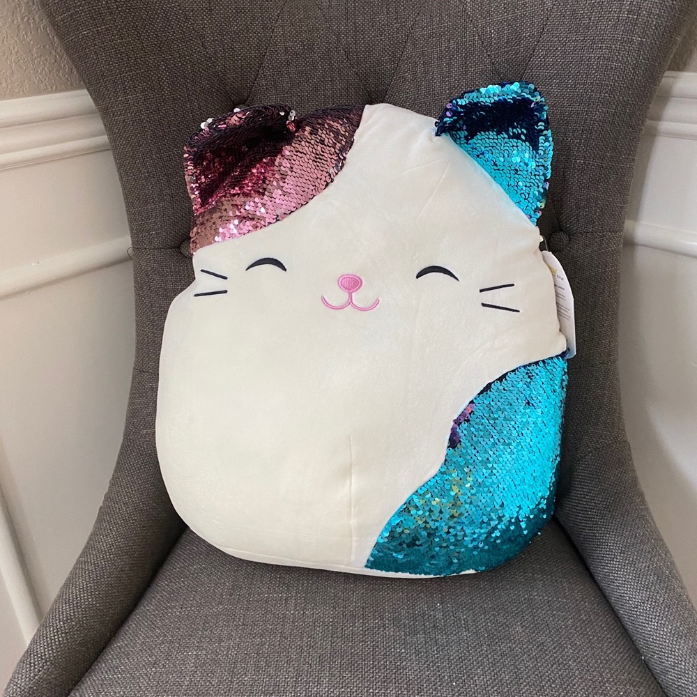 16” squishmallow kitty with sequins